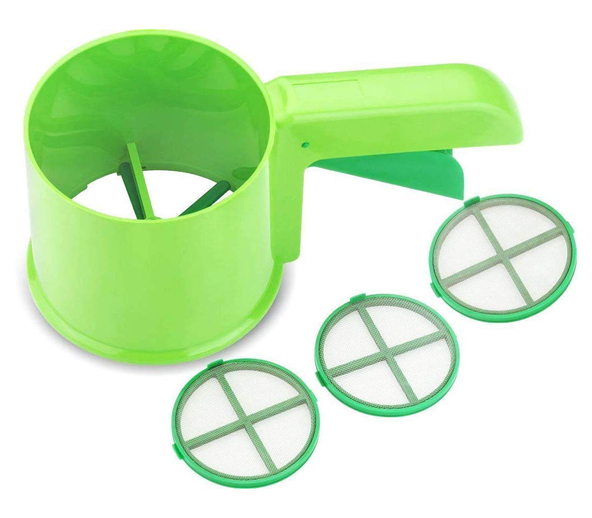Kuber Industries Plastic 3 in 1 Kitchen Flour/Atta Sifter, Sieves, Strainer, Chalani (Green) - CTKTC30891