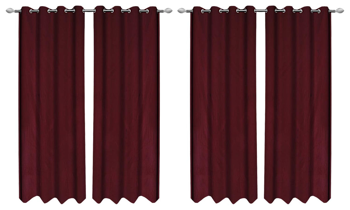 Kuber Industries 4 Pieces Polyester Eyelet Door Curtain 7 Feet (Maroon)-CTKTC14288 (CTKTC014288)