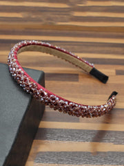 Yellow Chimes Crystal Rhinestone Headband, Red Hair Band for Girls and Women (Pack of 1)