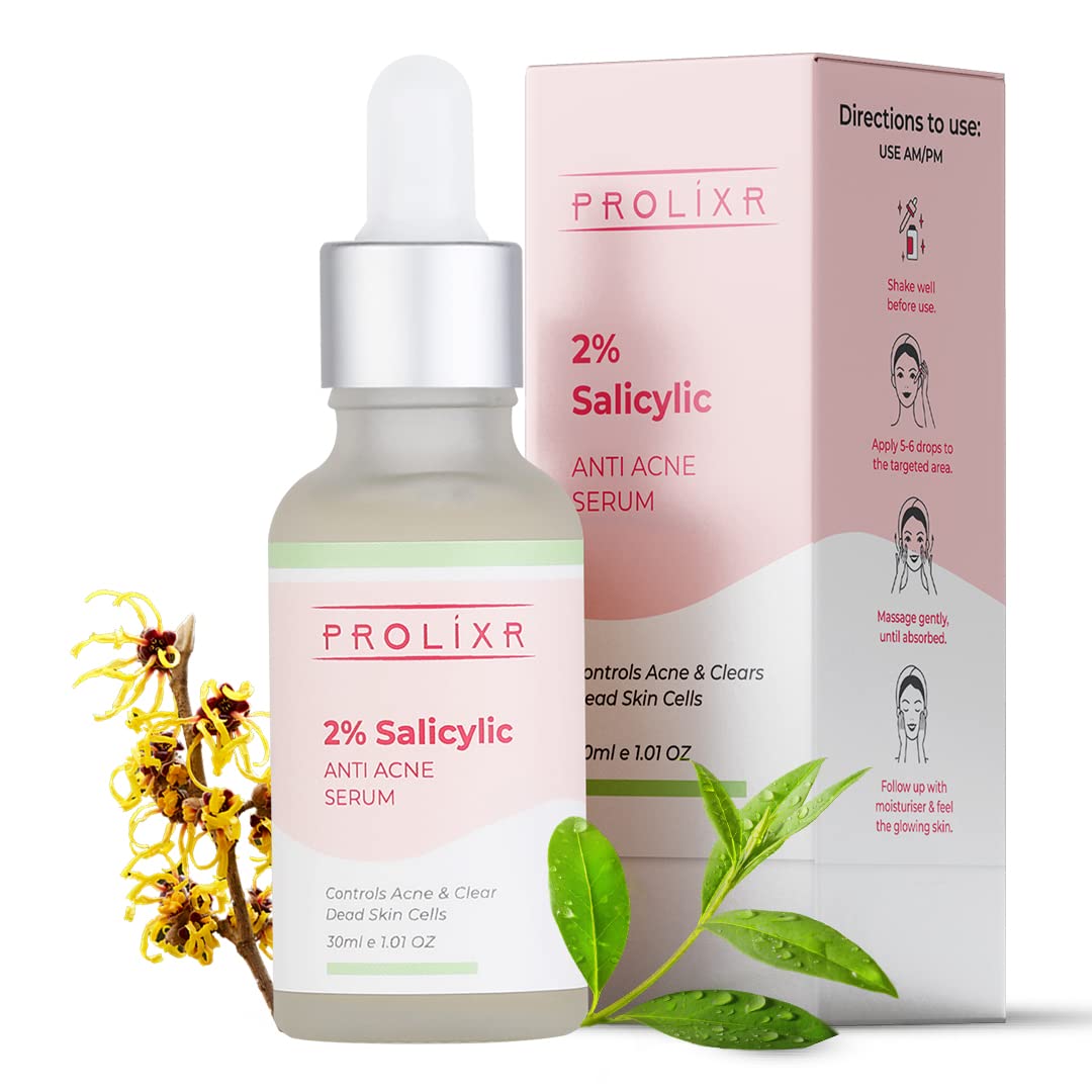 Prolixr 2% Salicylic Acid Face Serum | Serum for Acne, Blackheads, and Pore Refinement | Face Serum for Men & Women | Targets Acne Marks, Oil Control & Open Pores - Suitable for All Skin Types - 30 ml