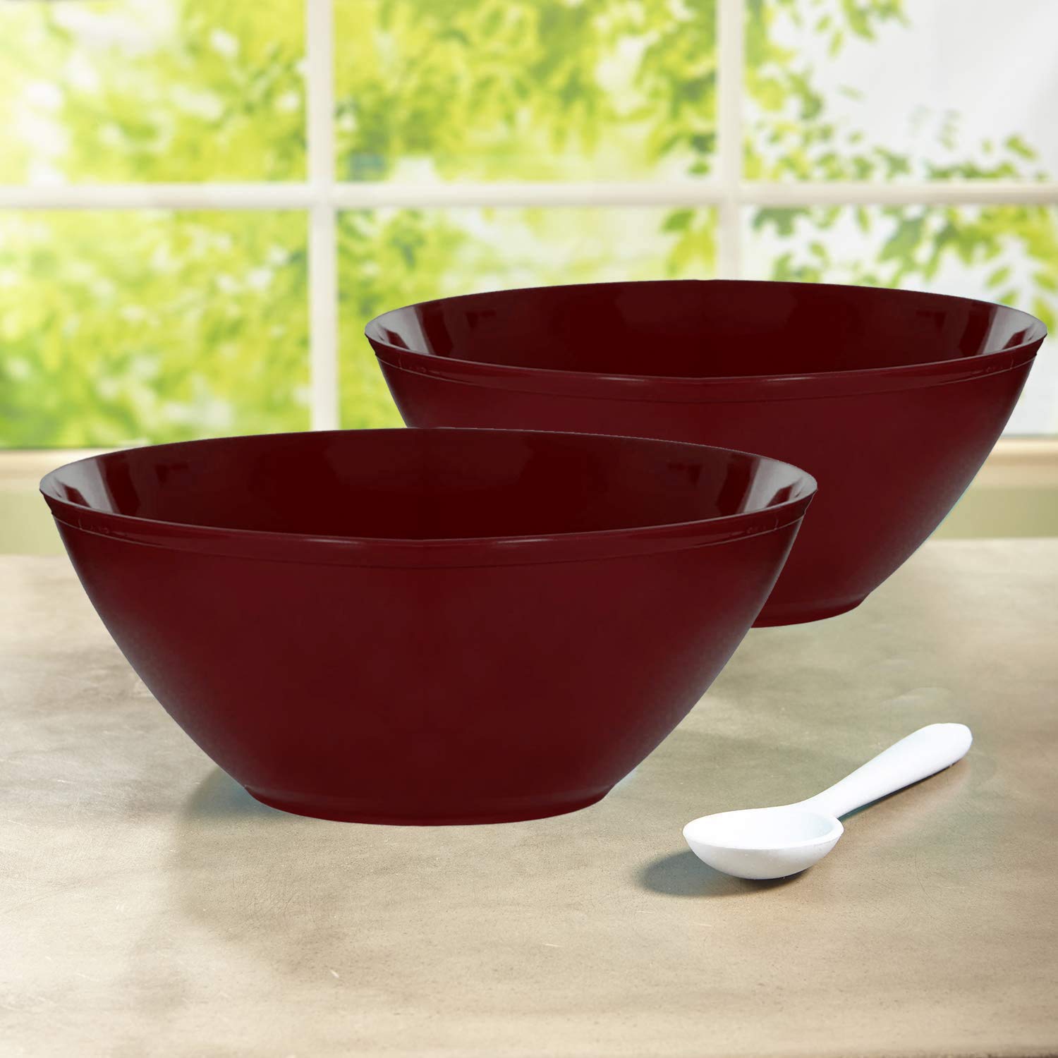 Kuber Industries Plastic Microwave Safe Unbreakable Mixing Bowl/Salad/Dining Table/Kitchen Plastic Bowl Set, 500 Ml (Set of 6) Brown-KUBMART15647