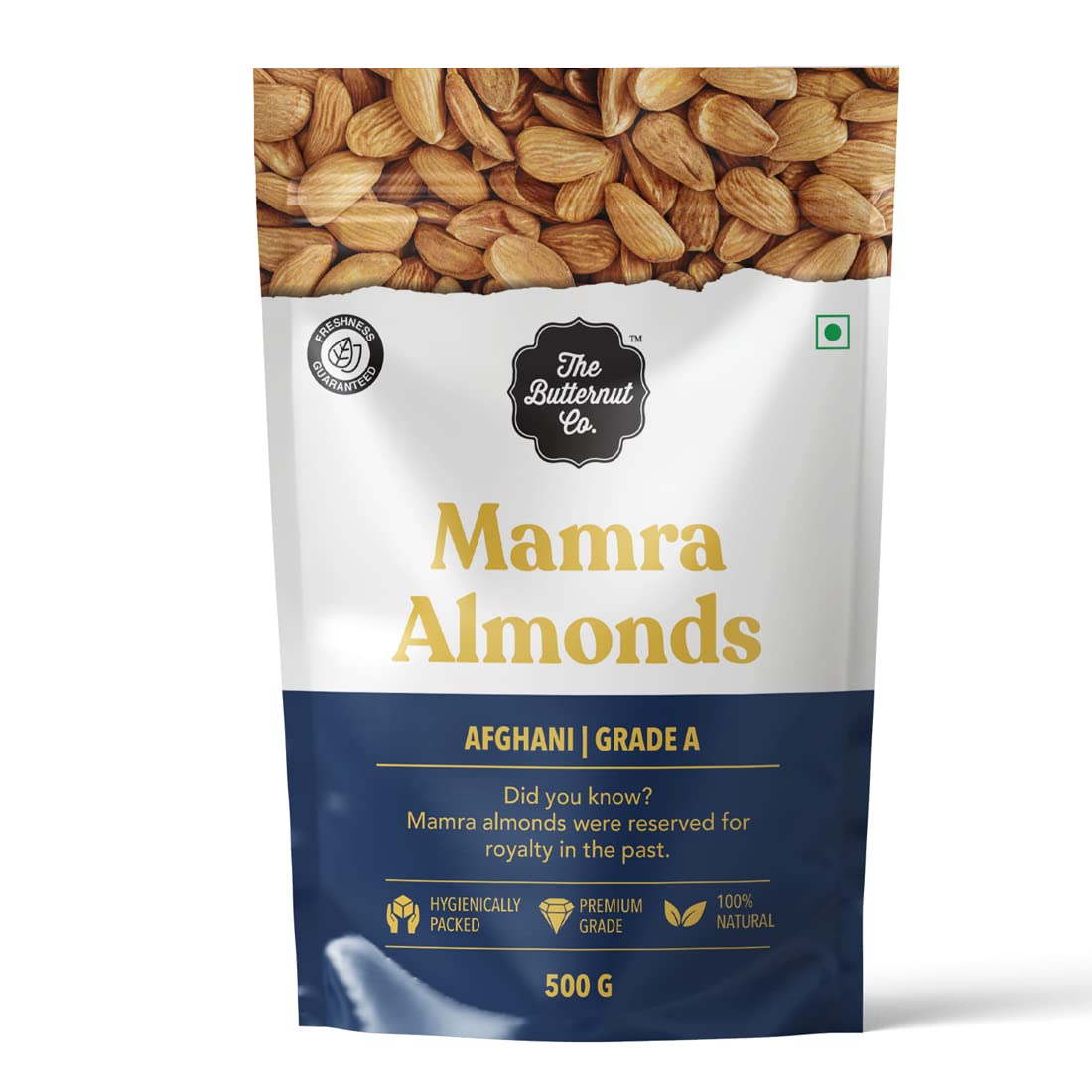 The Butternut Co. Premium Mamra Almonds 500g | Afghani Grade A Badam | 100% Natural | High Protein & High Fiber | Gluten Free | Whole Natural Almonds