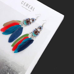 Yellow Chimes Feathers in Colors Long Tassel Earring for Women & Girls