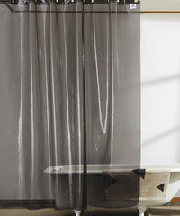 Heart Home 0.30mm PVC Shower/AC Curtain, 9 Feet (Black Transparent)-HS_38_HEARTH21472