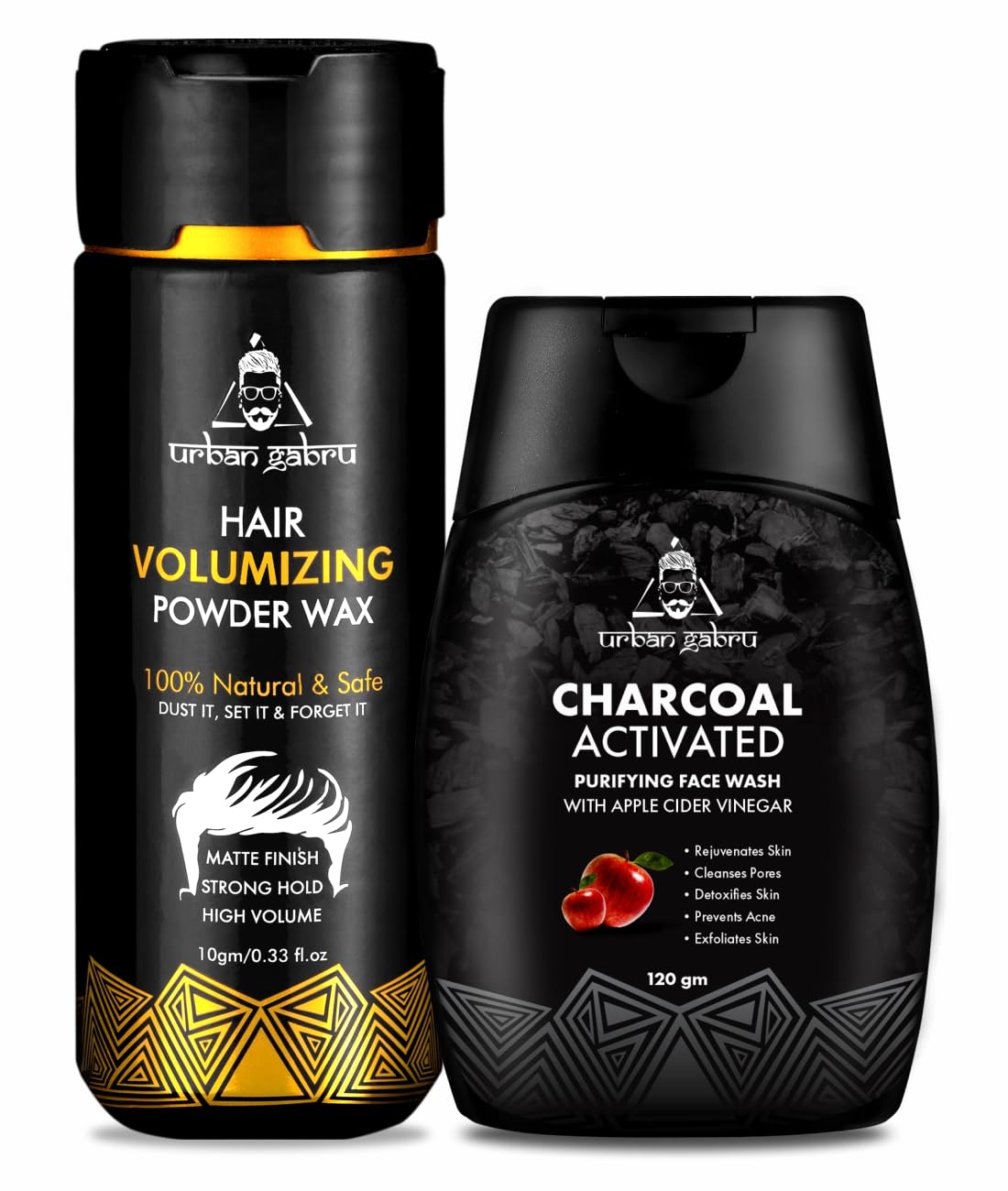 Urbangabru Hair Volumizing Powder 10 GM & Charcoal Face Wash 120 GM - Men's Grooming Combo Kit