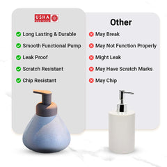 USHA SHRIRAM Soap Dispenser Bottle | Ceramic Soap & Lotion Dispenser Set | Kitchen Dish Soap Pump Dispenser Set | Hand Shower Washing Soap Dispenser (360ml - Design 1 - Black, Pack of 2)