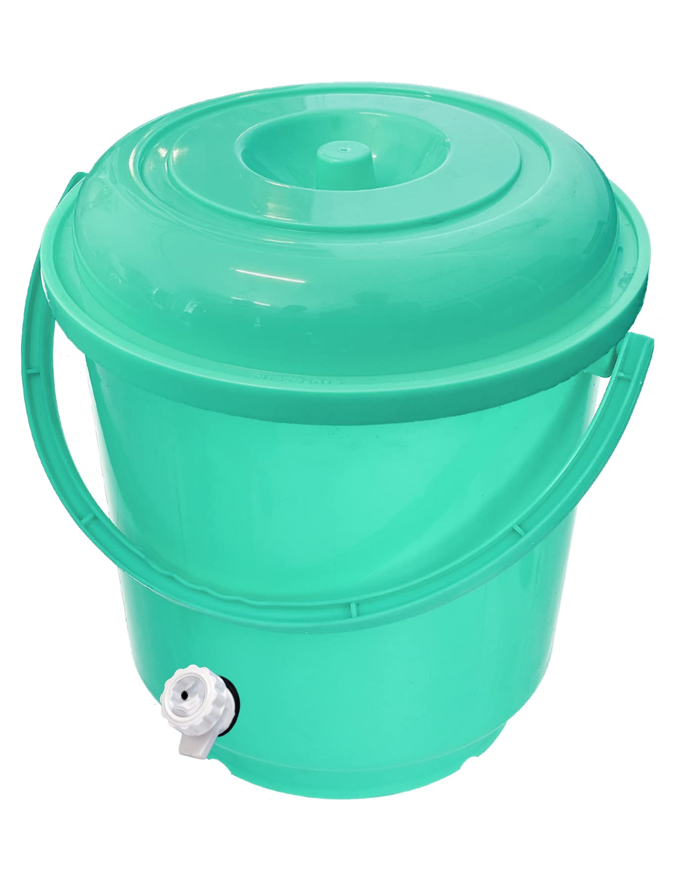Kuber Industries Multipurposes Plastic Bucket with Lid & Tap System for Home Cleaning & Save Water, 18Ltr. (Green)