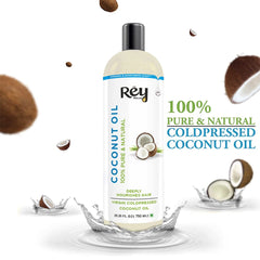Rey NaturalsCoconut Oil | 100% Pure & Natural Virgin Coconut Oil for Hair and Skin - Hair Growth, Strengthens Hair, Improves Scalp Condition (750)