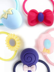 Melbees by Yellow Chimes Hair Accessories for Girls Combo of Hair clips and Ponytail Holder with Cute chararcter emblished on it for Kids and Girls (Design 9)