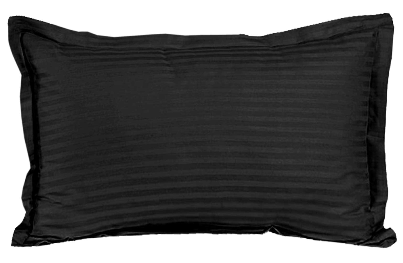 Kuber Industries 6 Pieces Cotton Luxurious Satin Striped Pillow Cover Set-17"x27" (Black) - CTKTC40337