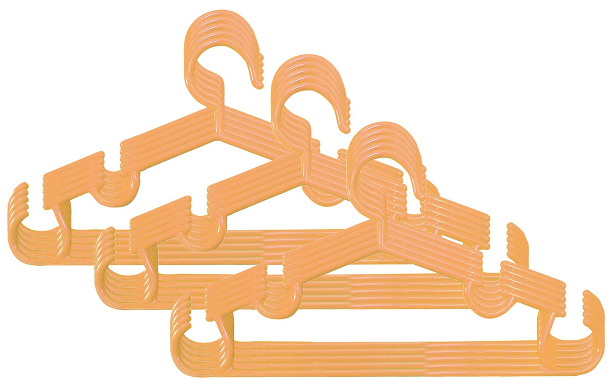 Kuber Industries Plastic 15 Pieces Baby Hanger Set for Wardrobe|Wide Plastic & Anti Rust Hooks|Multipurpose Hanger Organizer (Peach)