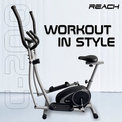 Reach C-200 Elliptical Cross Trainer with 4 Kg Flywheel for Home Gym | Exercise Cycle with 8 Level Adjustable Resistance, LCD Display & Health Tracker | Fitness & Cardio Training | 12 Months Warranty