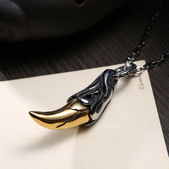 Yellow Chimes Golden Killing Thor Horn Silver Oxidized Stainless Steel Pendant for Men and Boys