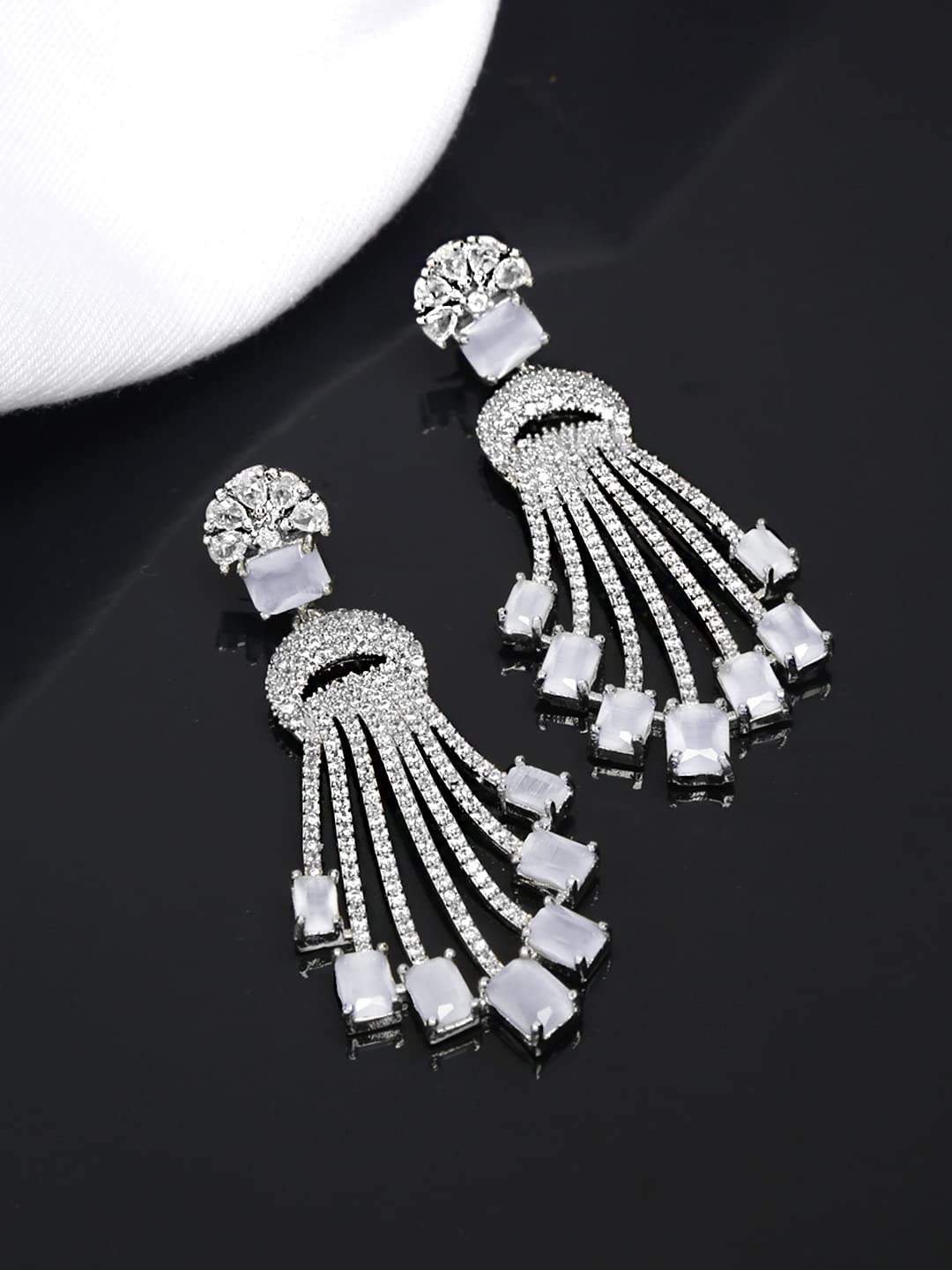 Light Green American Diamond Earrings Set – Steorra Jewels