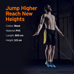 HEAD Acrylonitrile Butadiene Styrene (ABS) Speed Skipping Rope - Adjustable Height | Long-Lasting | For Men & Women | 3M, Black
