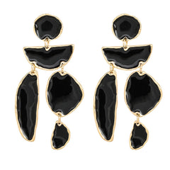 Yellow Chimes Black Earrings for Women Gold Plated Geometric Shape Danglers Earrings for Women and Girls
