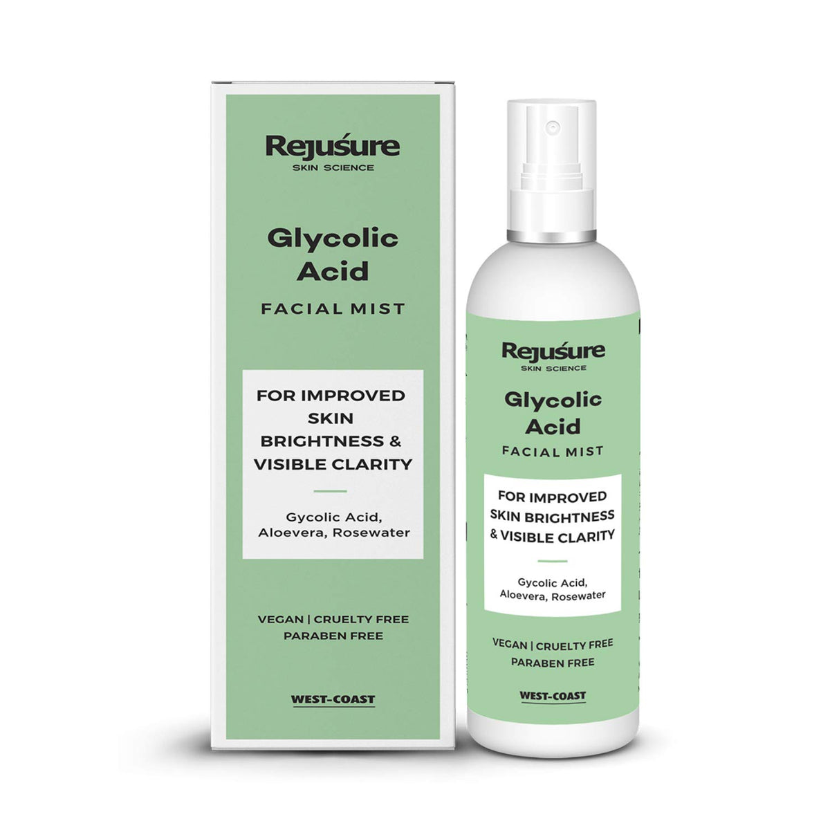 Rejusure Glycolic Acid Face Mist - Exfoliating & Hydrating Facial Spray | Skin Brightness & Clarity - 100ml