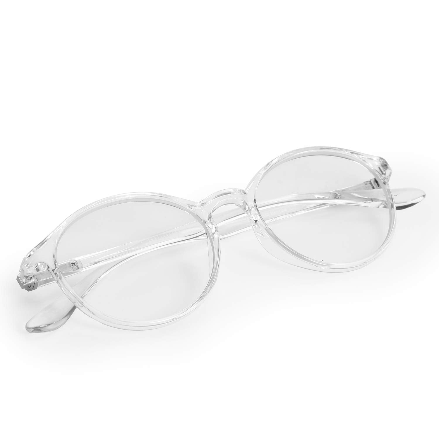 Intellilens Round Blue Cut Computer Glasses for Eye Protection | Zero Power, Anti Glare & Blue Light Filter Glasses | UV Protection Specs for Men & Women | TR90 Frames & CR39 Blue Cut Lens (Transparent)