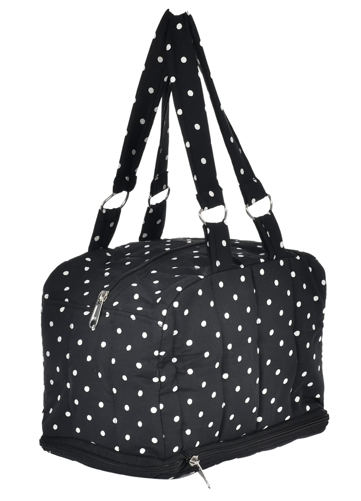 Kuber Industries Dot Printed Everday Use Women Bag for Travel: Shopping: School: Work (Black)-45LUG018