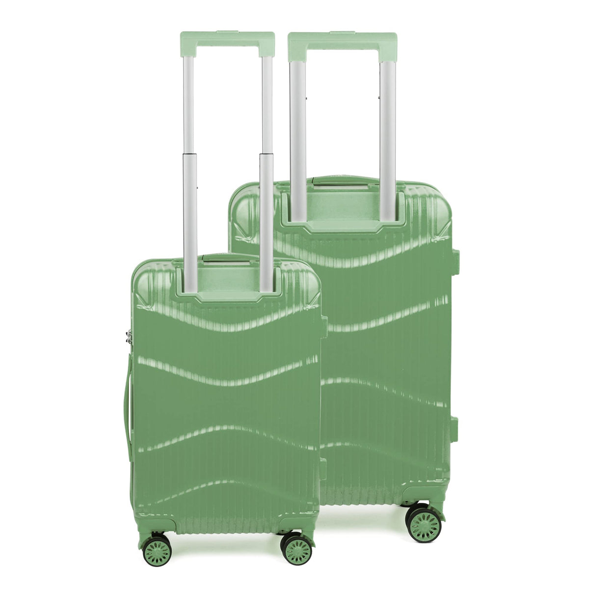 THE CLOWNFISH Combo of 2 Ballard Series Luggage ABS & Polycarbonate Exterior Suitcases Eight Wheel Trolley Bags with TSA Lock-Green (Medium 65 cm-26 inch, Small 55 cm-22 inch)