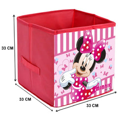 Kuber Industries Disney Print Non Woven Fabric 3 Pieces Foldable Large Size Storage Cube Toy, Books, Shoes Storage Box with Handle (Black & Brown & Pink) KUBMART02367
