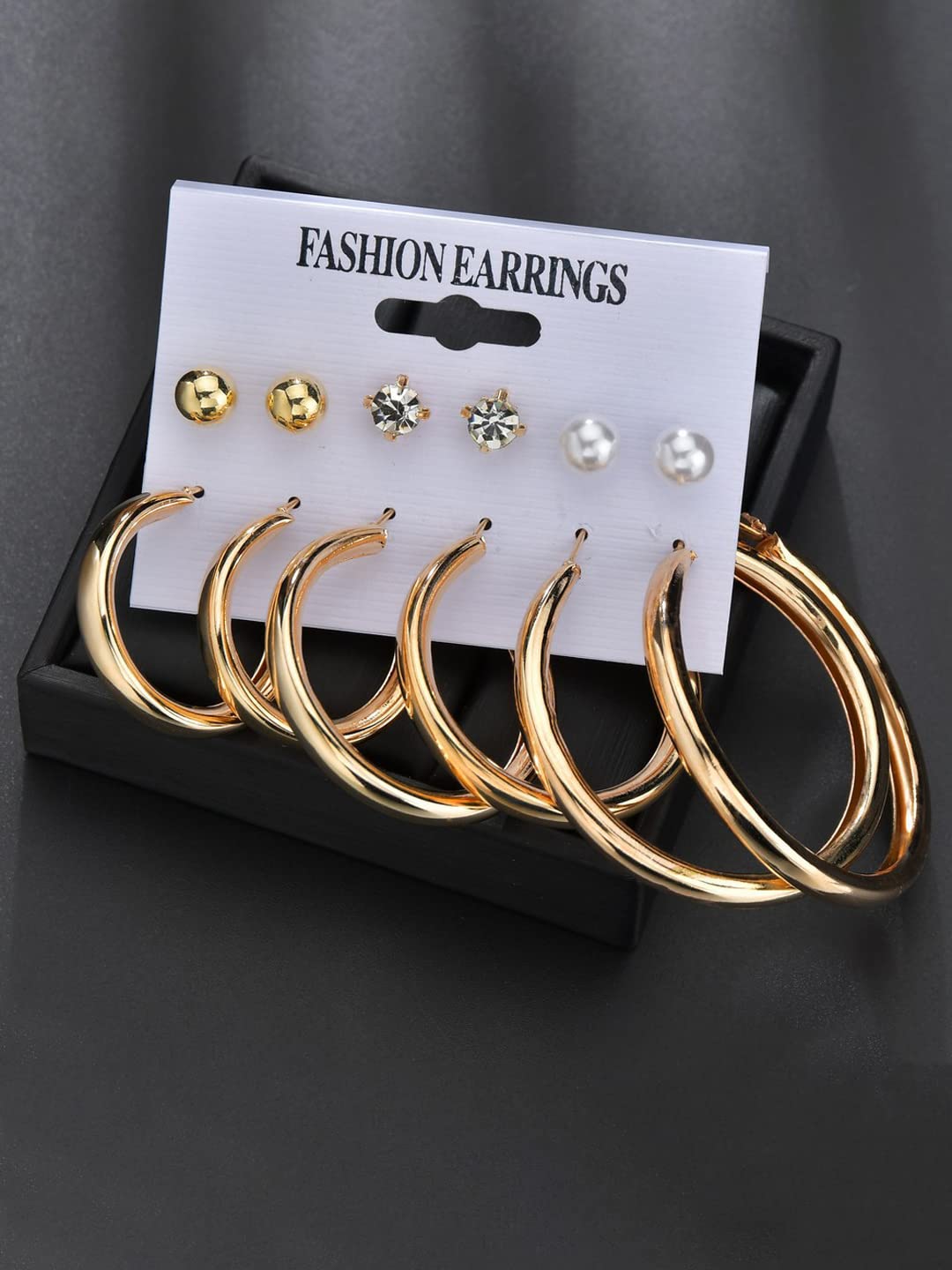 Yellow Chimes Hoop Earrings for Women Combo of 6 Pairs Stud Earrings Crystal Pearl Gold Plated Stud Hoop Earrings Set for Women and Girls.
