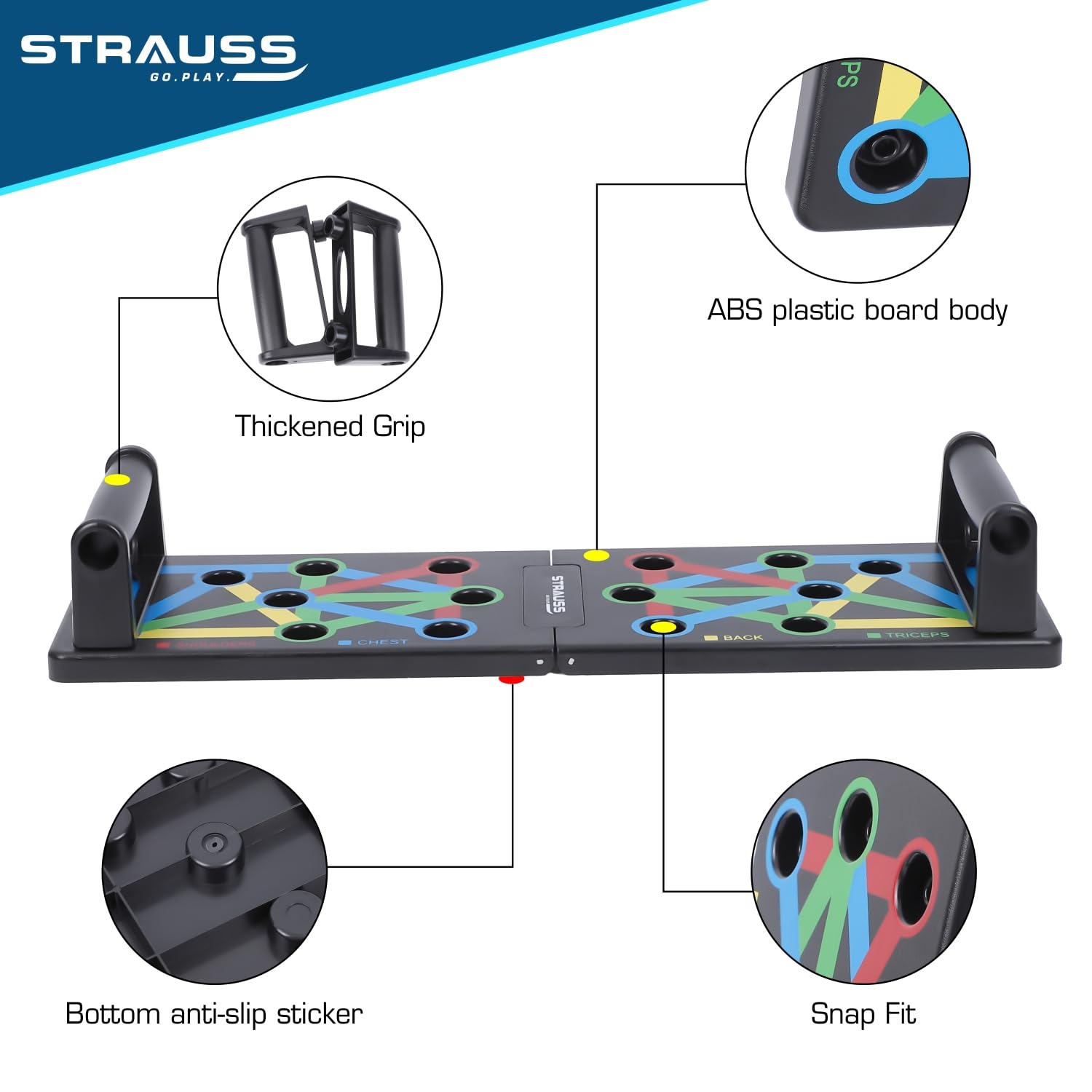 Strauss Moto Push Up Bar | Push Up Stand | Push Ups Equipment for Chest  Press Push-up Bar