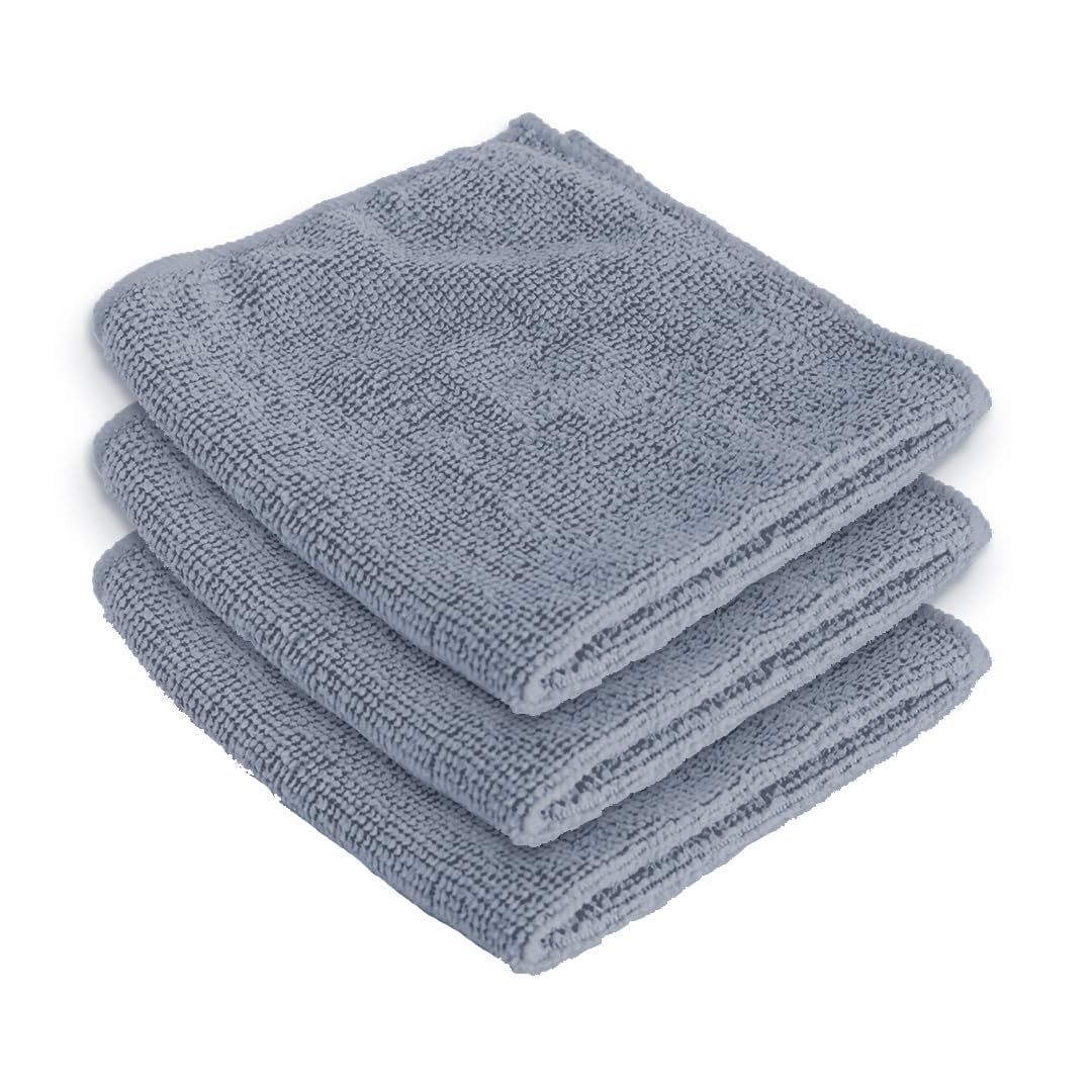 Homestic Microber Cleaning Cloth (40cmX60cm) 400 GSM - Super Absorbent, Quick-Dry, Lint & Scratch Free | Multipurpose Wash Cloth for Kitchen, Window, Cars, SS Silverware | Grey (Pack of 3)