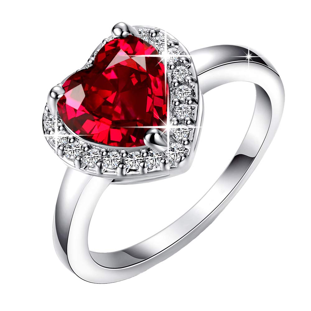 Yellow Chimes Velvet Red 'Queen Heart' Austrian Crystal Lovers Ring for Women