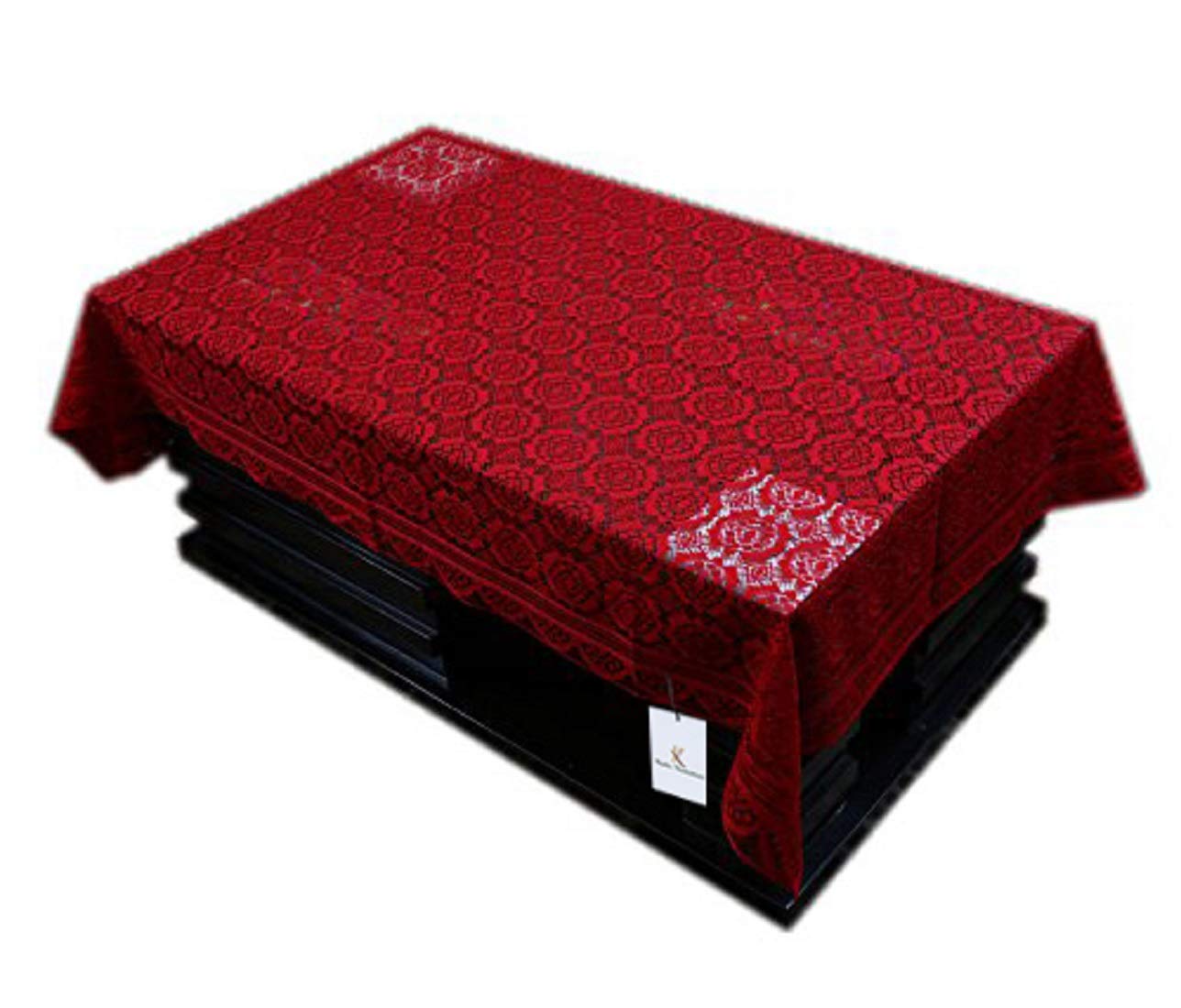 Kuber Industries Cotton 4 Seater Center Table Cover (Maroon, 40 Inch X 60 Inch or 101 Cm X 152 Cm) Table Cloths