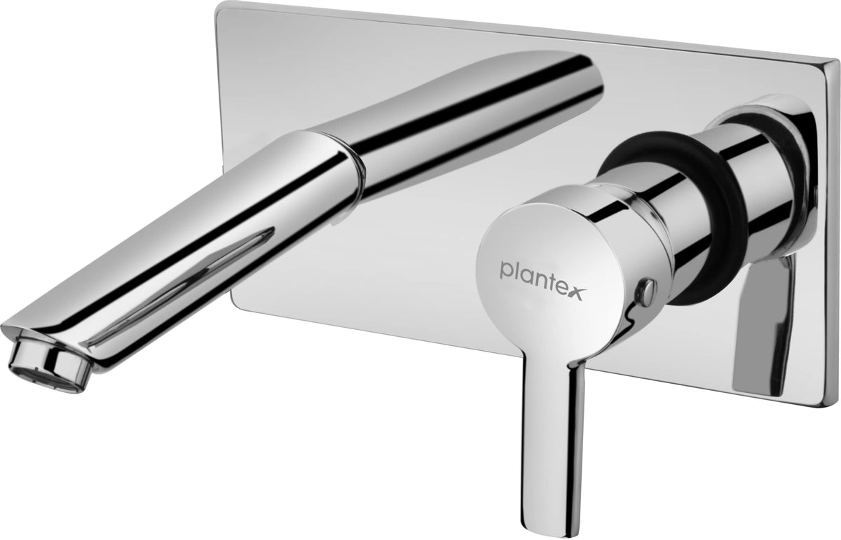 Plantex Pure Brass BAL-527 Single Lever Basin Mixer/Tap for Bathroom with Brass Wall Flange & Teflon Tape– Wall Mount (Mirror-Chrome Finish)