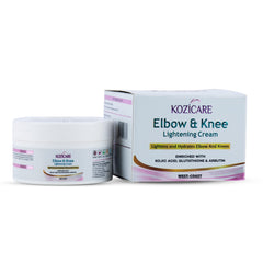 Kozicare Elbow & Knee Lightening Cream with 1% Glutathione, 1% Arbutin & 1% Kojic Acid |Improves Skin Texture |Hydrates and Softens Elbows & Knees | Eliminates Patchy Skin - 50gm