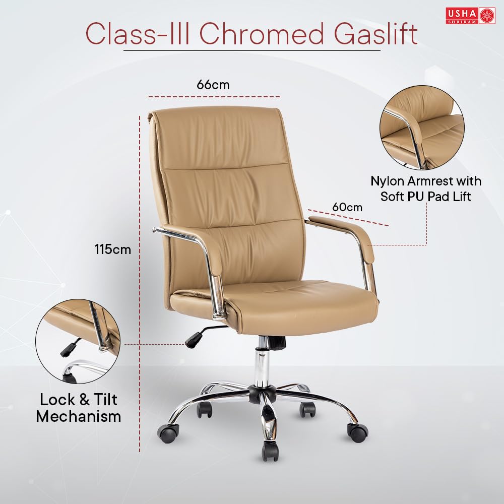 USHA Beige Office Chair|USHOC104BEIGE