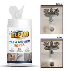 Cleno Tap and Shower Wipes | Hard Water Stain Remover for Tap & Shower | Water Spot Cleaner – 50 - Wipes (Pack of 5) (Ready to Use)