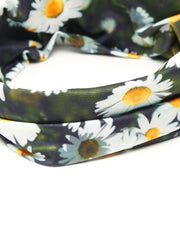 Yellow Chimes Head Bands for Girls Headbands for Women Floral Printed Green Fabric Broad Headband Hair Accessories for Women and Girls