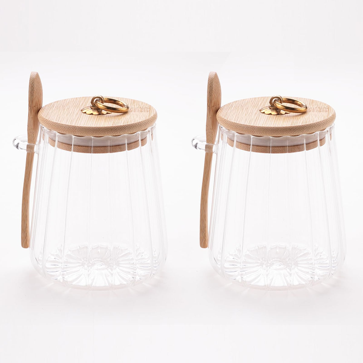 UMAI Borosilicate Glass Jar With Bamboo Lid Kitchen Organizer Items And Storage Multi-Utility, Leakproof, Airtight Storage Jar For Cookies, Snacks, Tea, Coffee, Sugar Set Of 2 (635Ml), Transparent