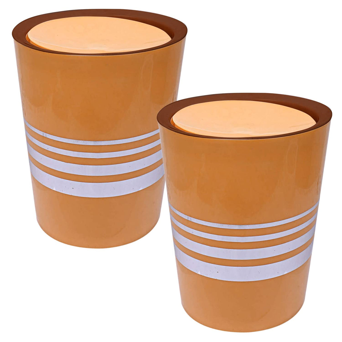 Heart Home Plastic Dustbin/Wastebin With Swing Lid, 7 Liter- Pack of 2 (Yellow)-47HH0799