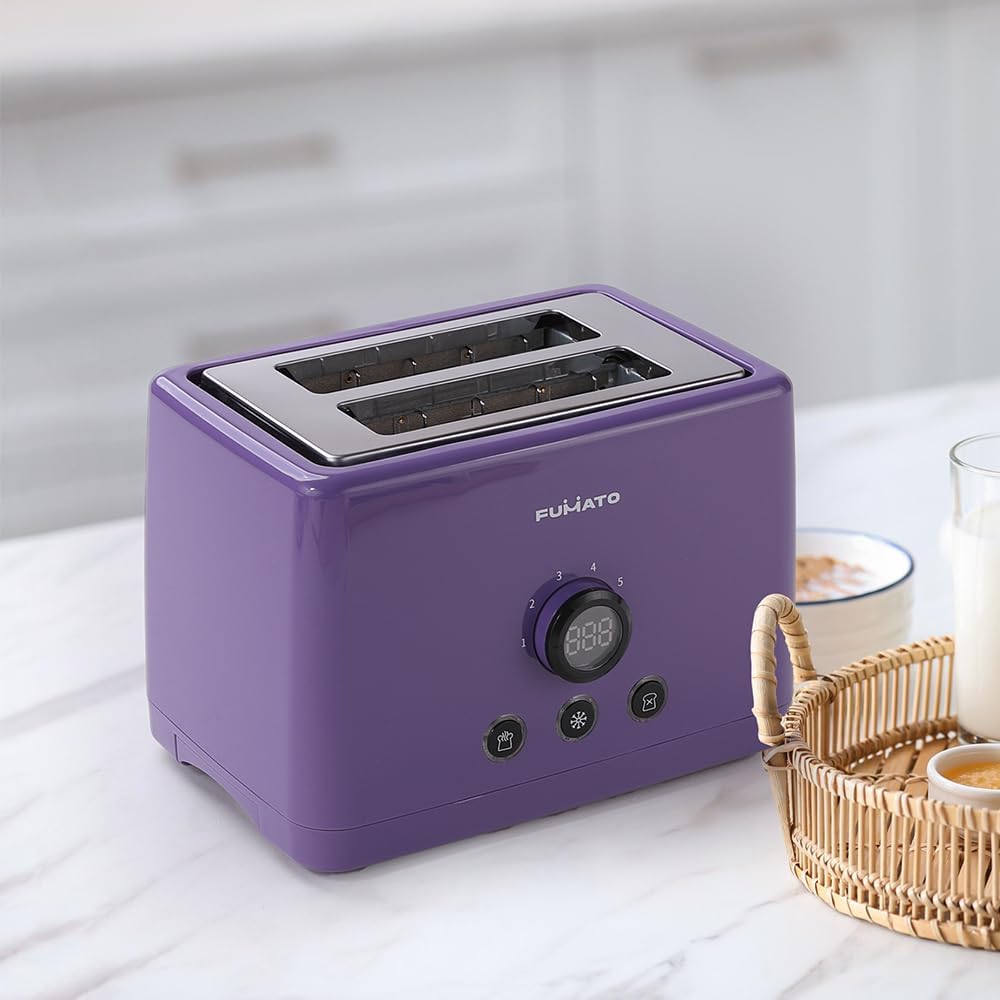 Gleevers The Better Home FUMATO 1000 Watt 2 Slice Toastmate Pop-up Toaster | Slide Out Crumb Tray & Lid | Adjustable Level Browning Controls | Toaster 2 Slices For Home | 1 Year Warranty (Purple Haze)