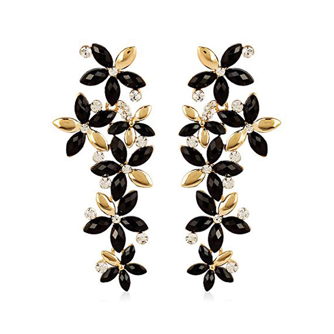 Yellow Chimes Floral Design White Crystal Dangle Earrings for Women