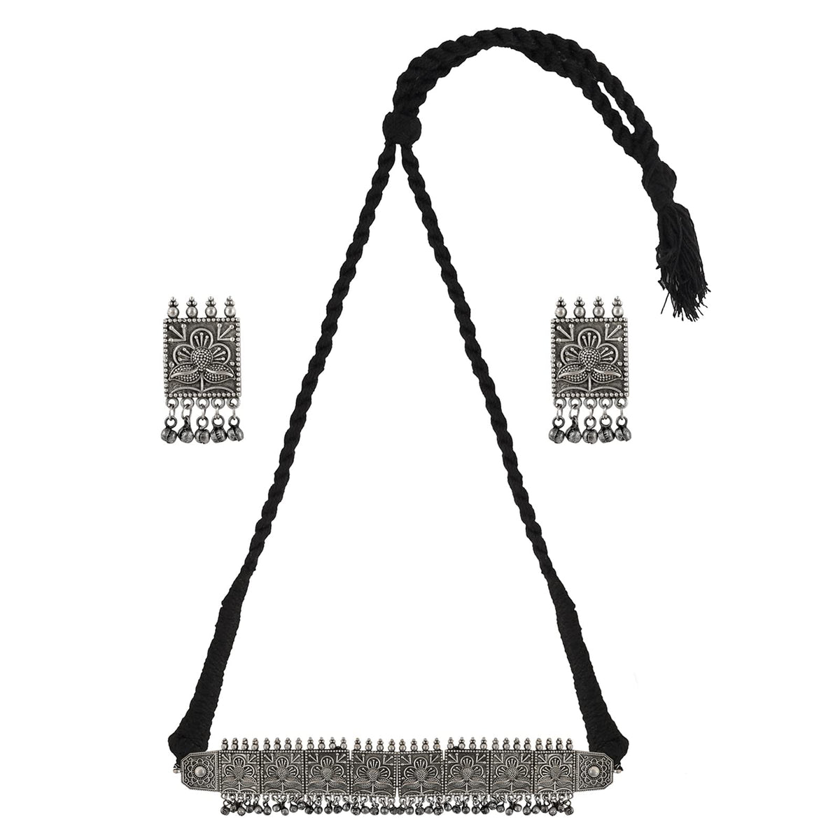 TEEJH Hemani silver oxidised necklace