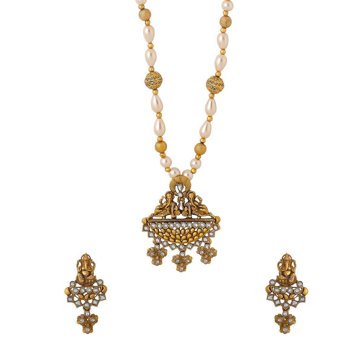 Yellow Chimes Jewellery Set for Women and Girls Beads Necklace Set for Women | Gold Plated Charm Drop Beads Beaded Pearl Drop Necklace Set | Birthday Gift for girls and women Anniversary Gift for Wife