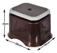 Heart Home Ultra 10 Anti-Slip Plastic Stool for Bathroom, Kitchen, Bedroom, Toy Room and Living Room (Brown)-46HH0142, Standard