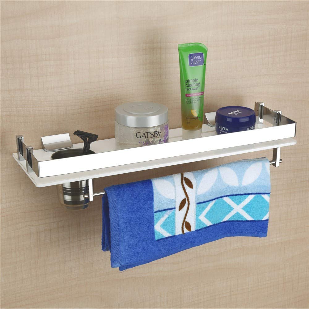 Plantex Acrylic 3in1 Multipurpose Kitchen/Bathroom Shelf/Rack/Towel Holder/Tumbler Holder/Kitchen/Bathroom Accessories(18 x 6 Inches)