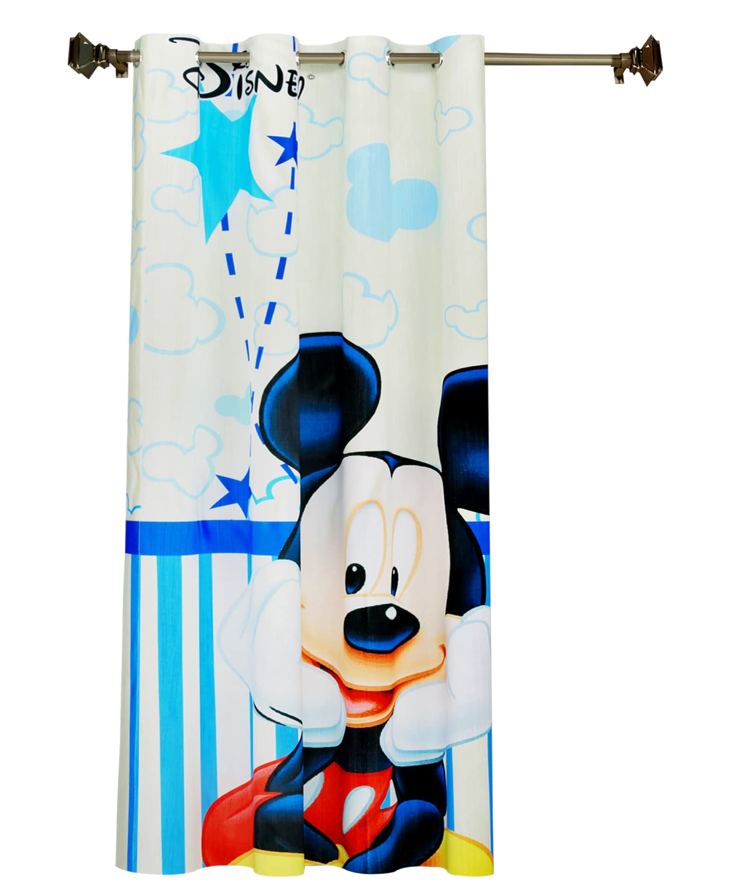 Kuber Industries Disney Mickey Printed 7 Feet Door Curtain for Living Room, Bed Room, Kids Room with 8 Eyelet (Cream)-HS43KUBMART25601, Standard