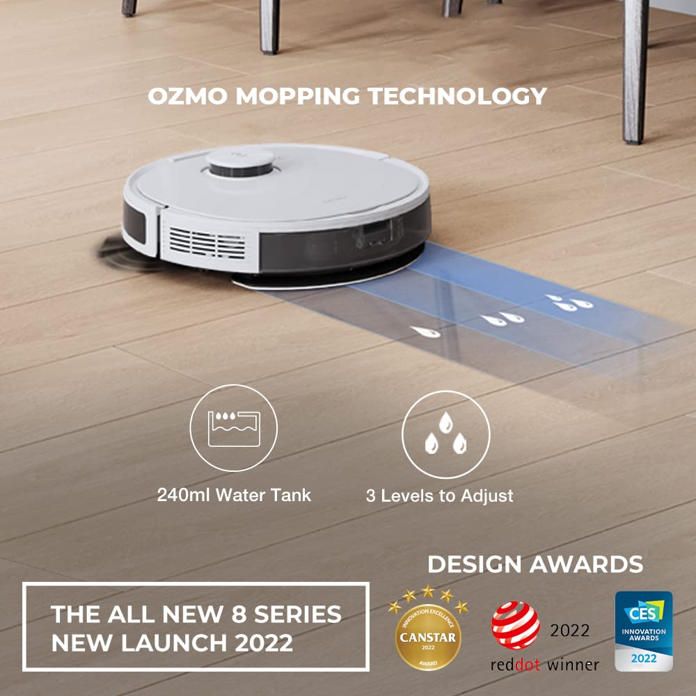 ECOVACS DEEBOT 2-in-1 Robotic Vacuum Cleaner with OZMO Mopping, Intelligent dToF Mapping Technology, 2300 Pa Strong Suction, Smart App Enabled, Google