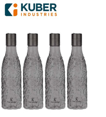Urbane Home BPA-Free Plastic Water Bottle | Leak Proof, Firm Grip, 100% Food Grade Plastic Bottles | For Home, Office, School & Gym | Unbreakable, Freezer Proof, Fridge Water Bottle | Pack of 4|Black