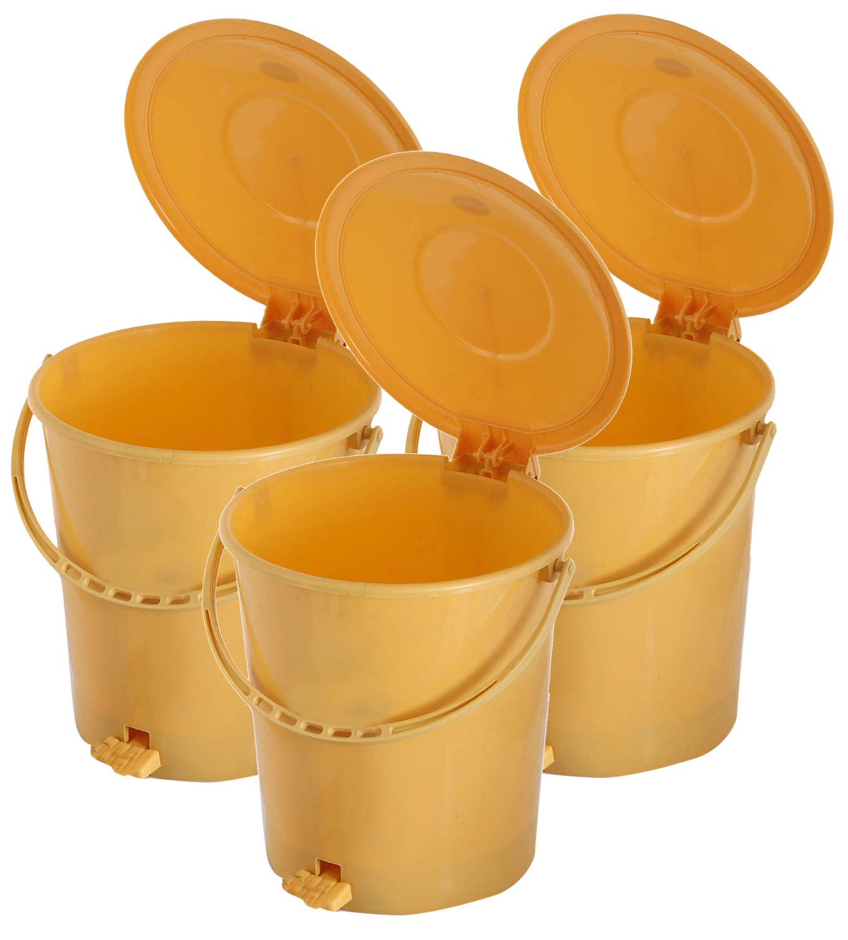 Kuber Industries 3 Pieces Plastic Dustbin Garbage Bin with Handle, 10 Liters (Yellow) - CTKTC034629