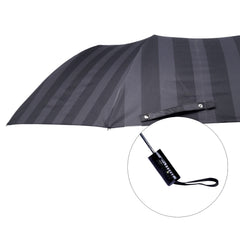 THE CLOWNFISH Umbrella Drizzle Series 2- Fold Auto Open Waterproof Pongee Umbrellas For Men and Women (Stripes Design-Charcoal Black)