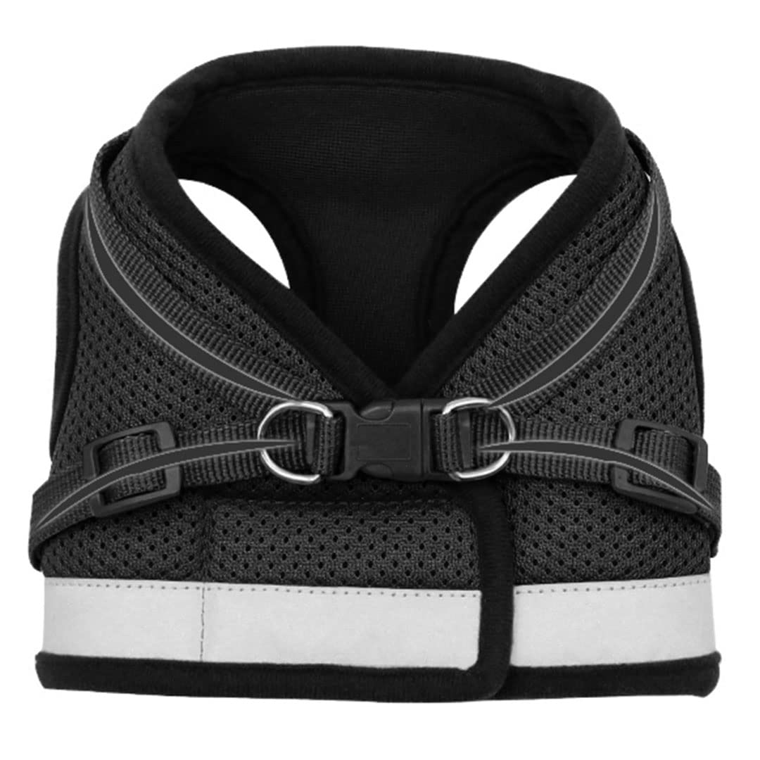 Kuber Industries Dog Chest Harness with Nylon Leash I No Pull, Soft Padded and Breathable Dog Vest I Adjustable, Reflective I Easy Control Dog Chest Belt I (Medium, Black)