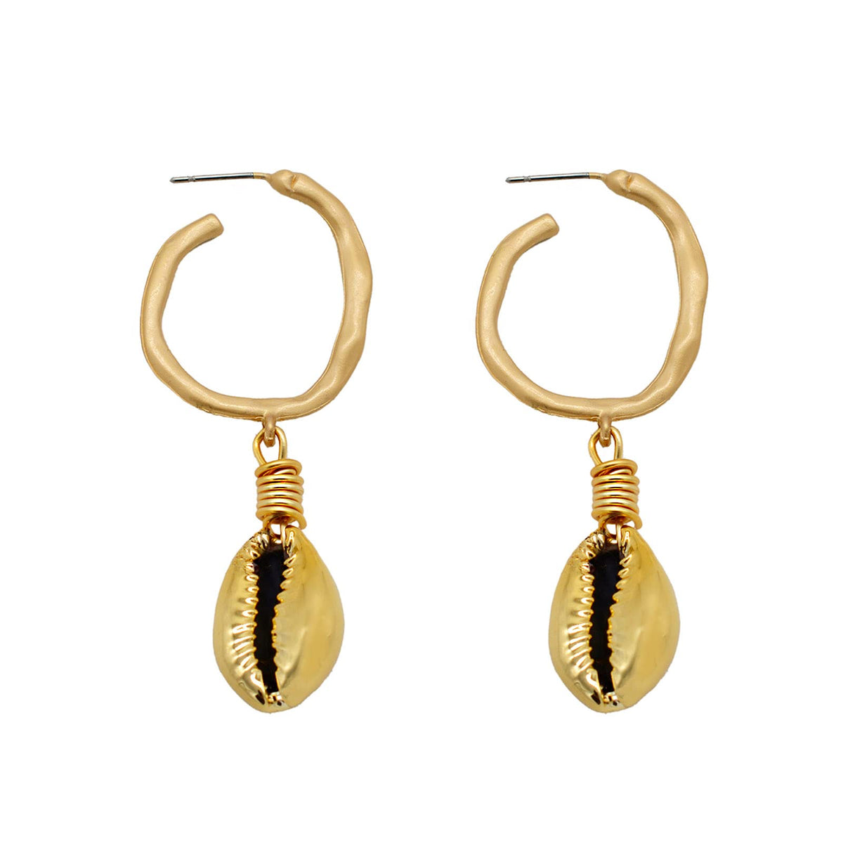 Joker & Witch Gia Shell Drop Gold Earrings for Women